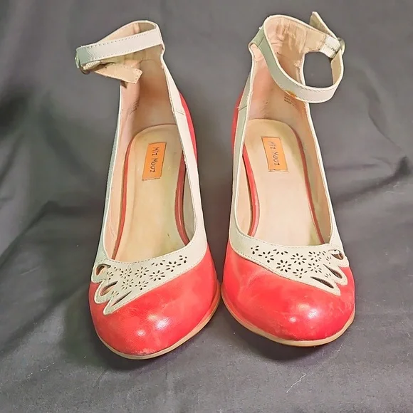 Stylish Red and Cream Ankle Strap Women's Shoes by Miz Mooz - Picture 4 of 10